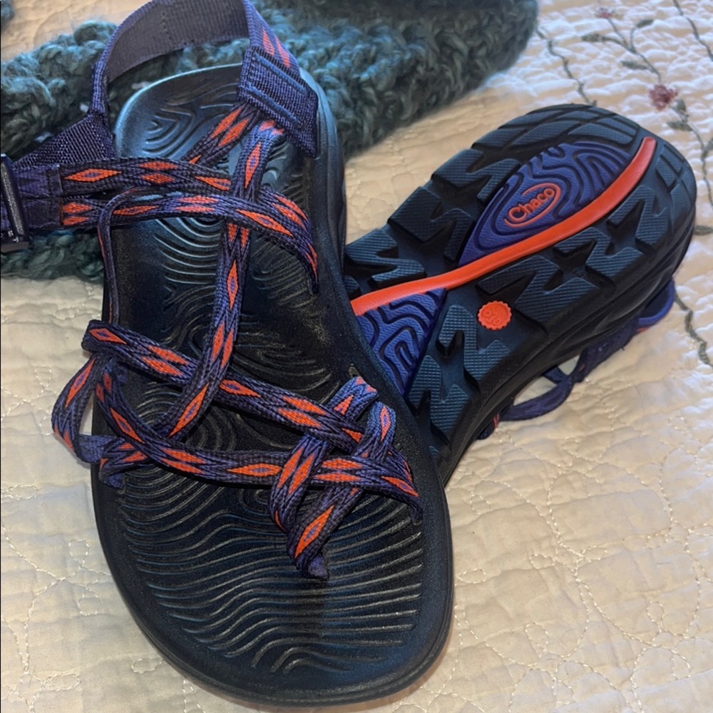 Chaco Strappy Sandals in Blue and Orange